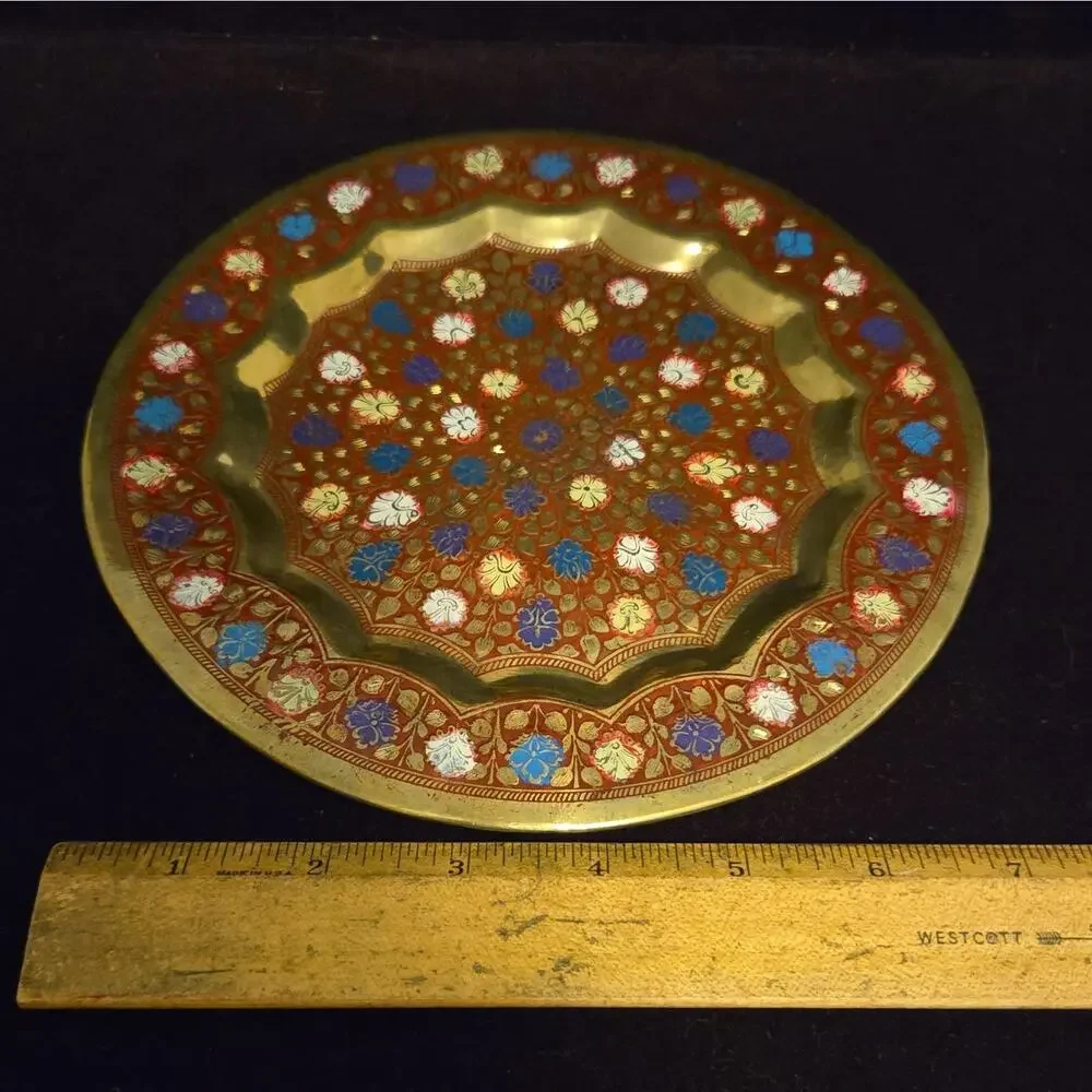 Vintage Meenakari Brass Plate 7.5